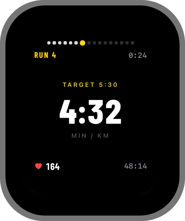 Live target pace on Apple Watch